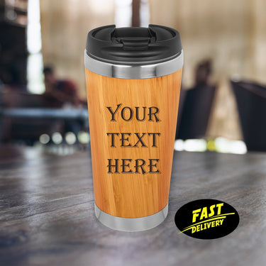 Personalized Text Tumbler | Bamboo 15 oz Tumbler